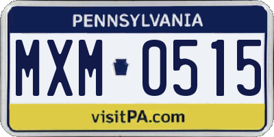 PA license plate MXM0515