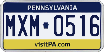 PA license plate MXM0516
