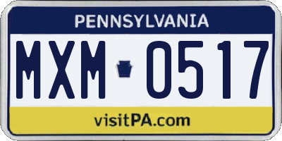 PA license plate MXM0517
