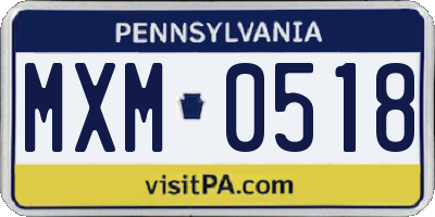 PA license plate MXM0518