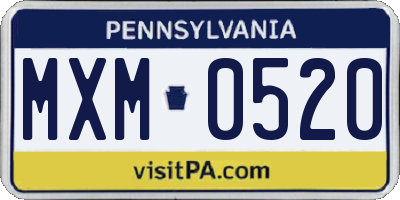 PA license plate MXM0520