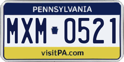 PA license plate MXM0521