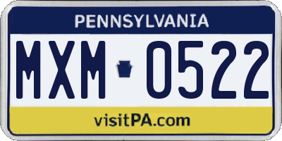 PA license plate MXM0522