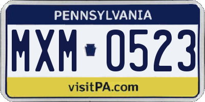 PA license plate MXM0523