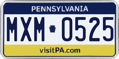PA license plate MXM0525