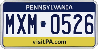 PA license plate MXM0526