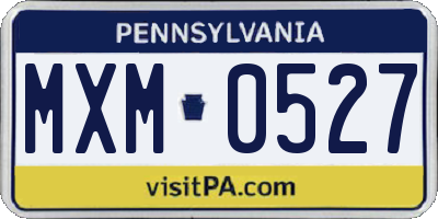 PA license plate MXM0527