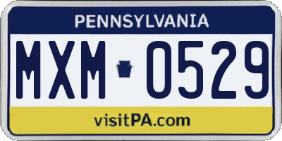 PA license plate MXM0529