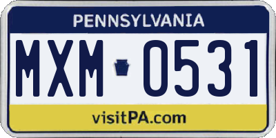 PA license plate MXM0531