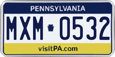 PA license plate MXM0532