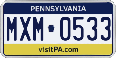 PA license plate MXM0533