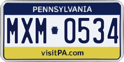 PA license plate MXM0534