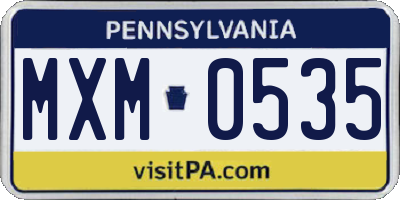PA license plate MXM0535