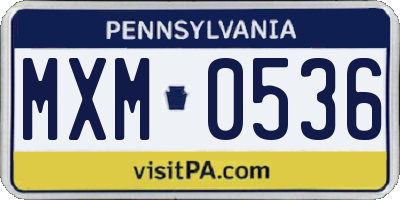 PA license plate MXM0536