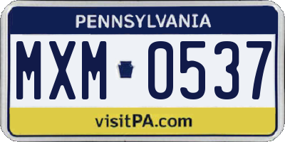 PA license plate MXM0537