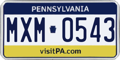 PA license plate MXM0543