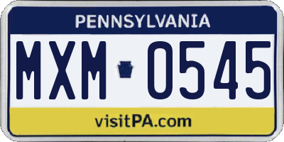 PA license plate MXM0545