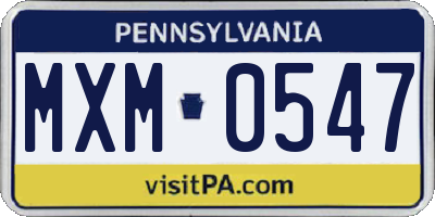 PA license plate MXM0547