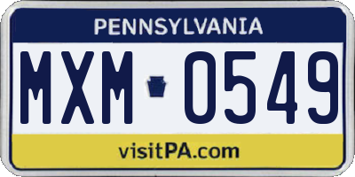 PA license plate MXM0549