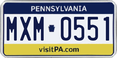 PA license plate MXM0551