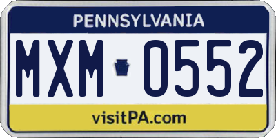 PA license plate MXM0552