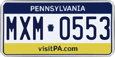PA license plate MXM0553