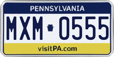 PA license plate MXM0555