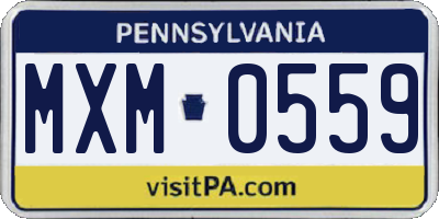 PA license plate MXM0559