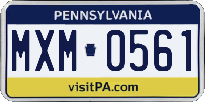 PA license plate MXM0561
