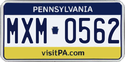PA license plate MXM0562