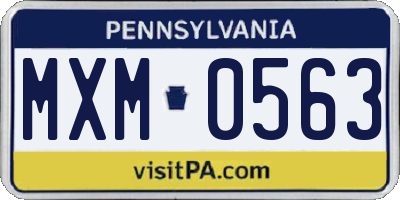 PA license plate MXM0563