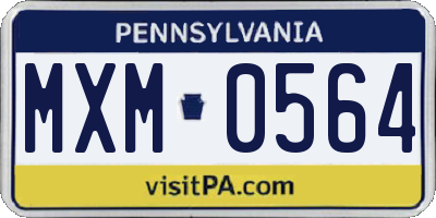 PA license plate MXM0564
