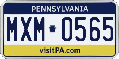 PA license plate MXM0565