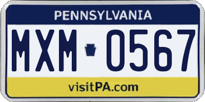 PA license plate MXM0567