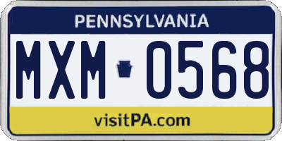PA license plate MXM0568