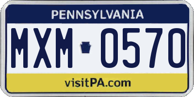 PA license plate MXM0570