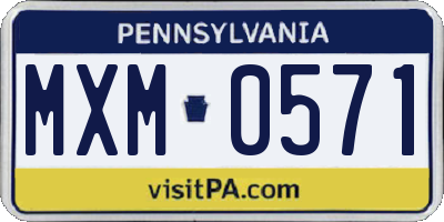 PA license plate MXM0571