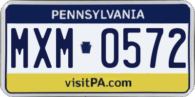 PA license plate MXM0572