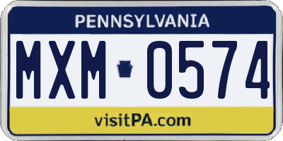 PA license plate MXM0574