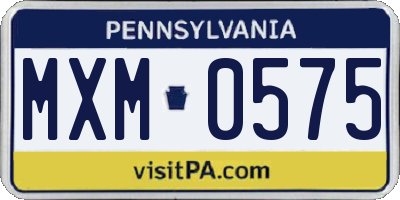 PA license plate MXM0575