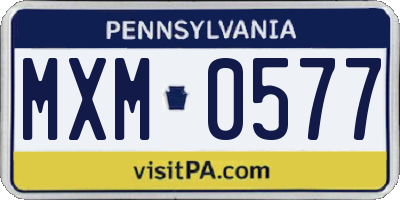 PA license plate MXM0577