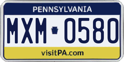 PA license plate MXM0580