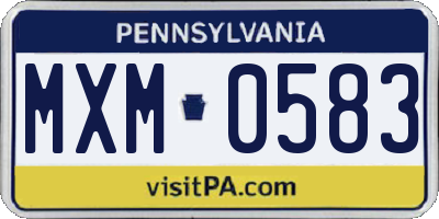 PA license plate MXM0583