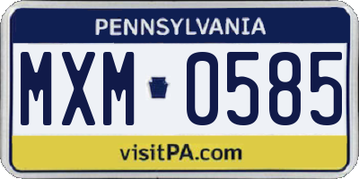 PA license plate MXM0585