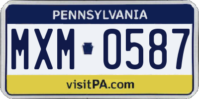 PA license plate MXM0587