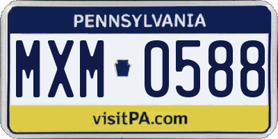 PA license plate MXM0588