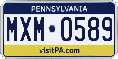 PA license plate MXM0589