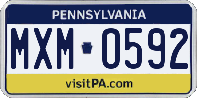PA license plate MXM0592