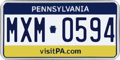 PA license plate MXM0594