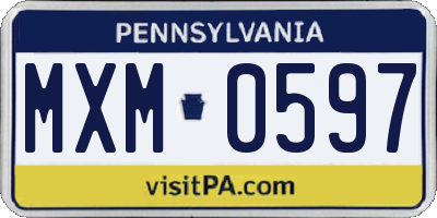 PA license plate MXM0597
